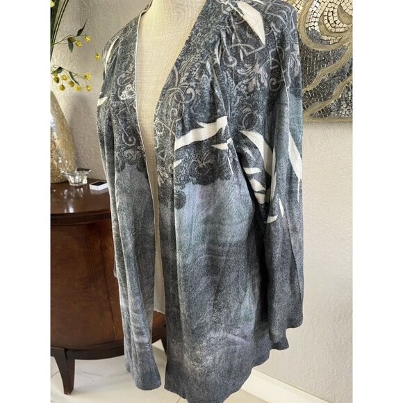 Mughbaby Womens Lightweight Open Front Cardigan With White Floral Print size L - Picture 2 of 5